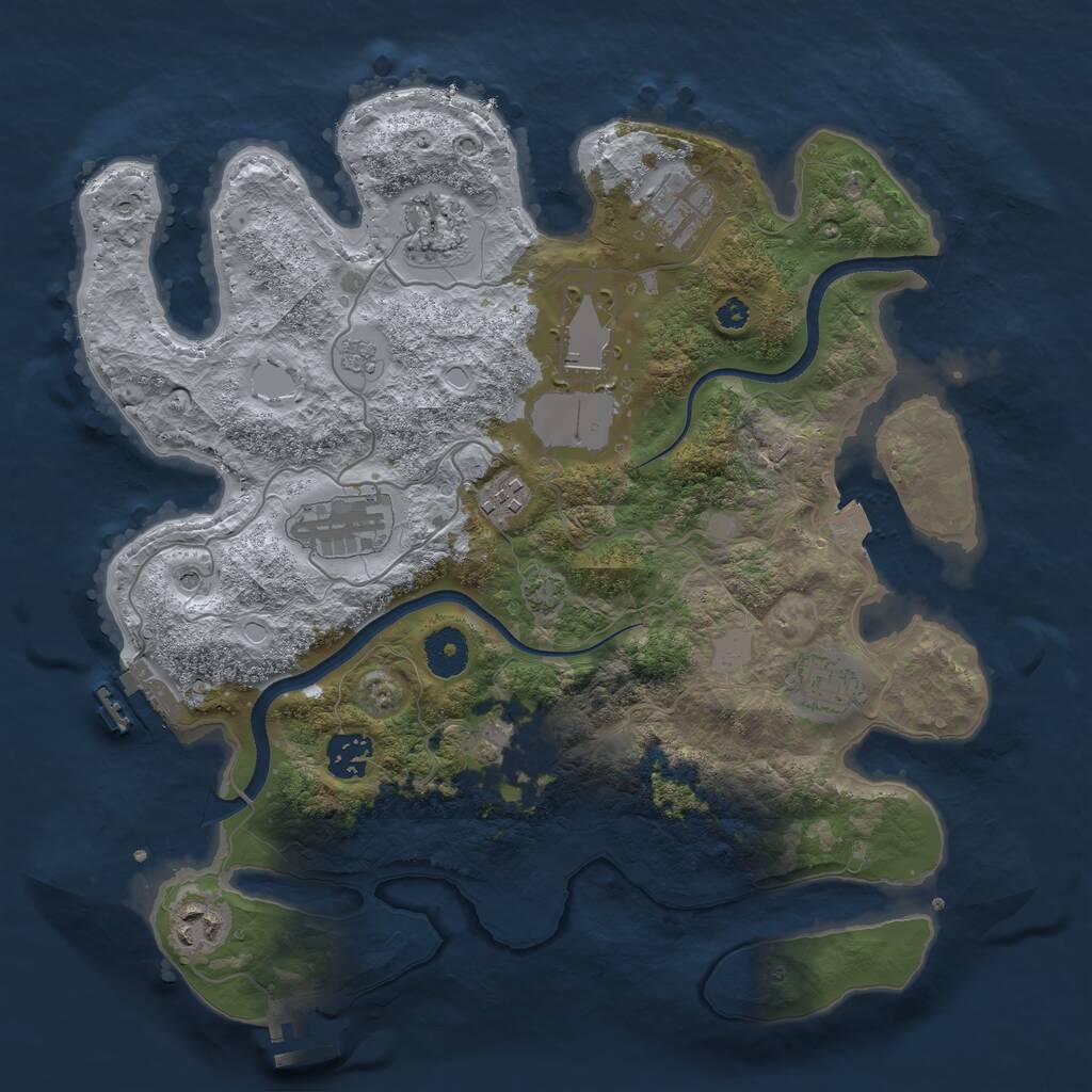 Rust Map: Procedural Map, Size: 3500, Seed: 765036078, 15 Monuments