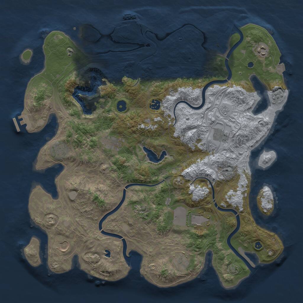 Rust Map: Procedural Map, Size: 4250, Seed: 1105334554, 16 Monuments