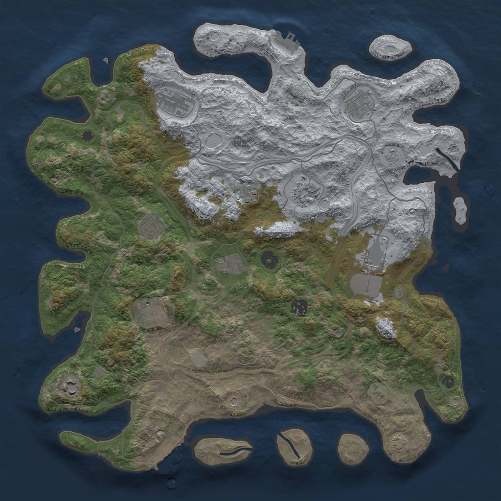 Rust Map: Procedural Map, Size: 4250, Seed: 9707, 18 Monuments
