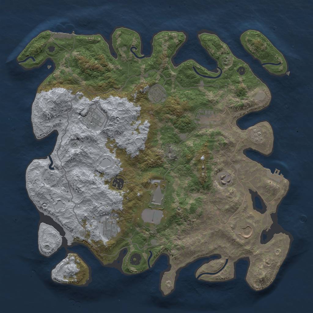 Rust Map: Procedural Map, Size: 4000, Seed: 917848712, 18 Monuments