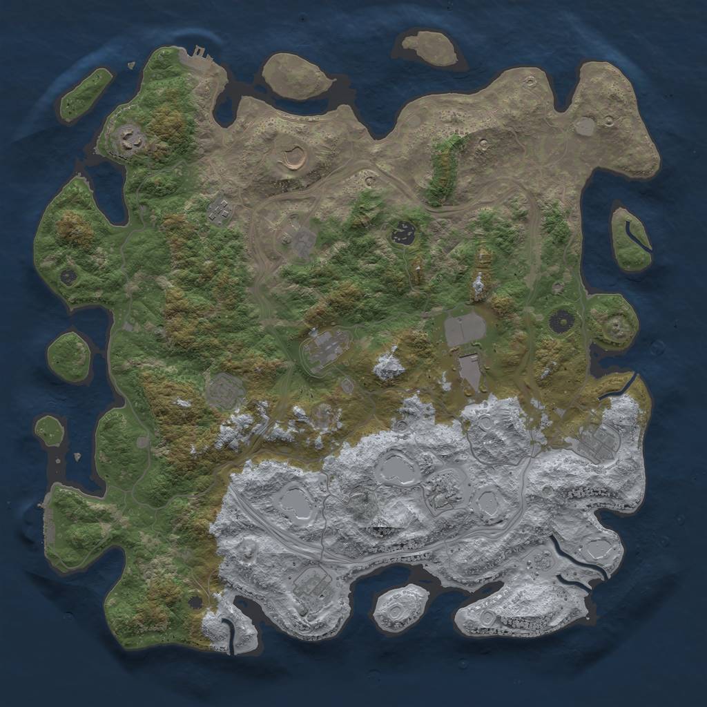 Rust Map: Procedural Map, Size: 4500, Seed: 951365594, 20 Monuments