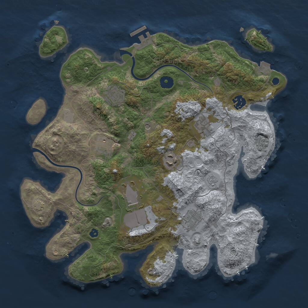 Rust Map: Procedural Map, Size: 3500, Seed: 624933114, 13 Monuments