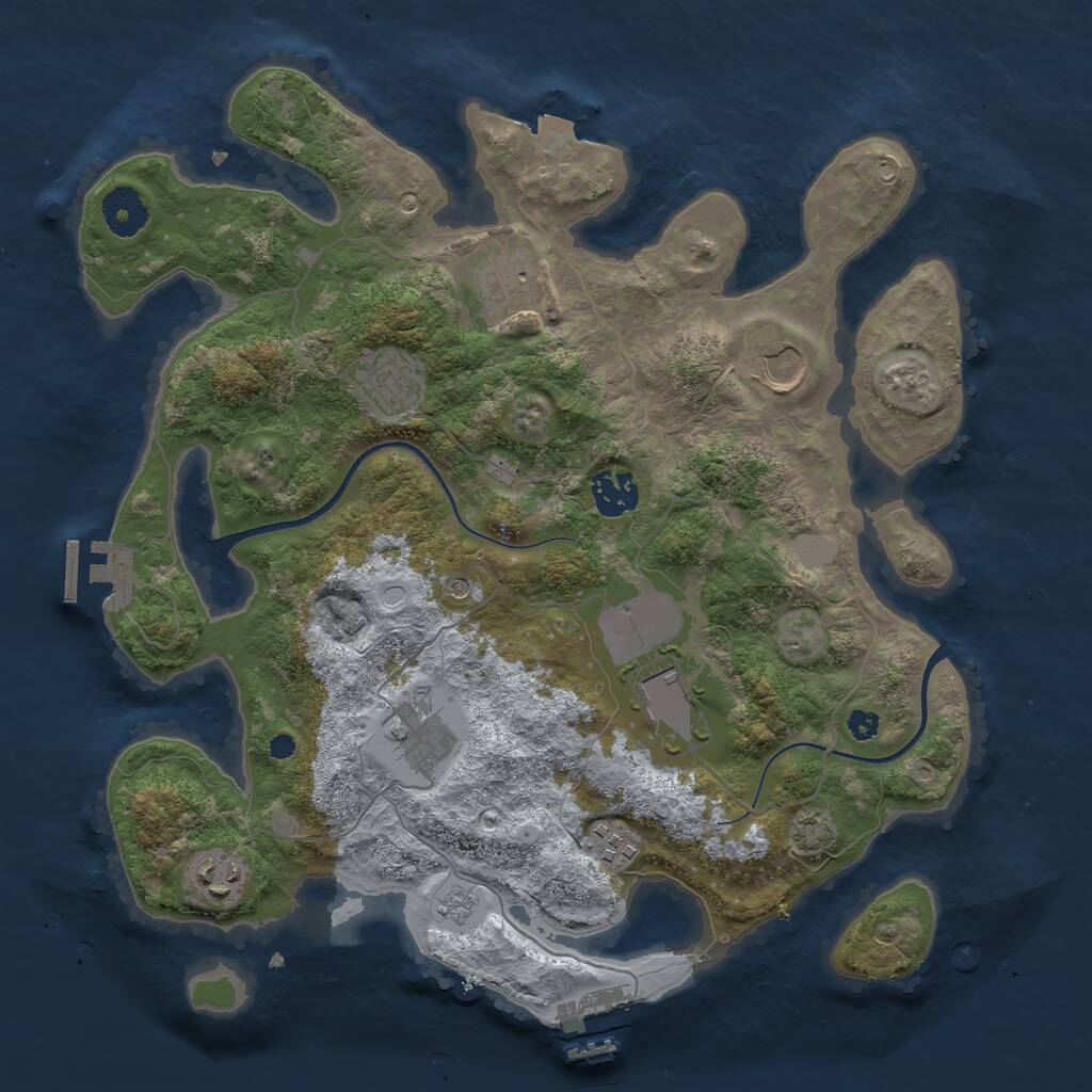 Rust Map: Procedural Map, Size: 3500, Seed: 2029959123, 14 Monuments