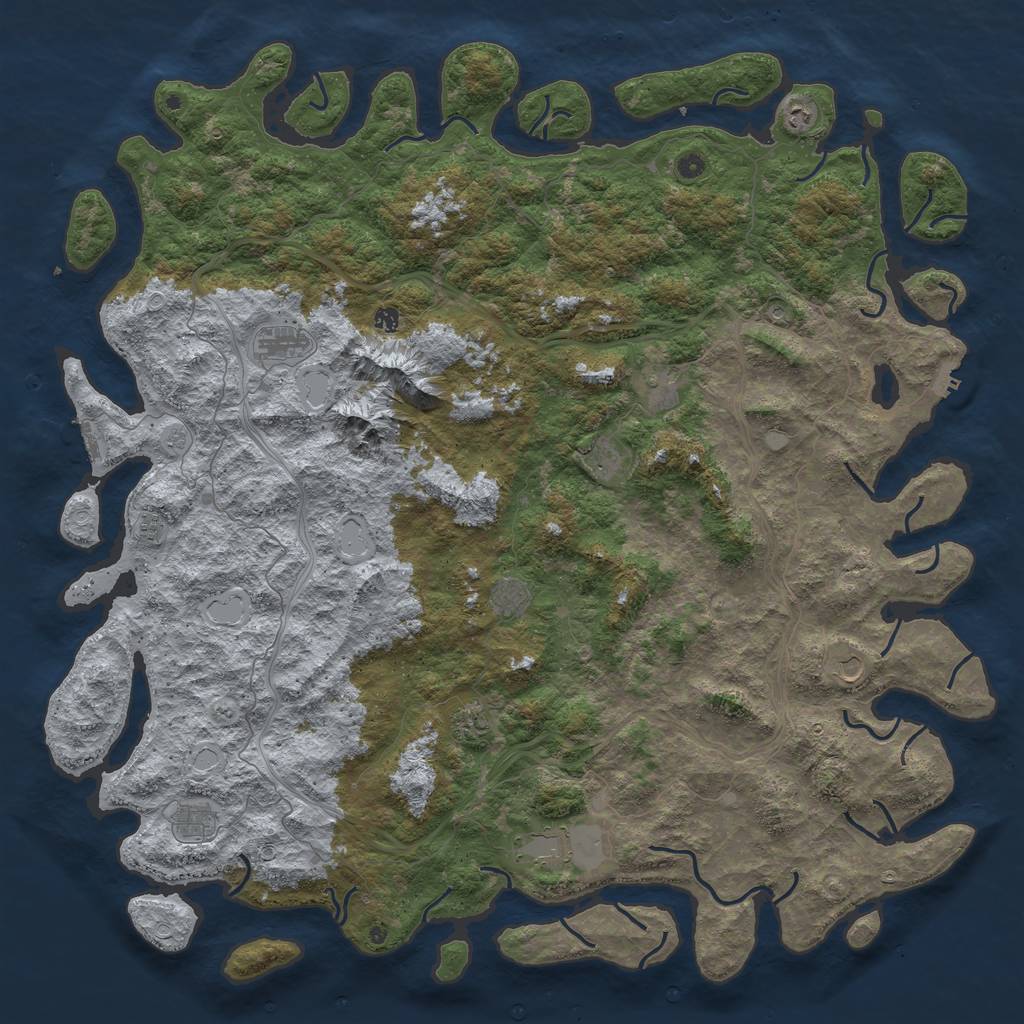Rust Map: Procedural Map, Size: 6000, Seed: 6918, 20 Monuments
