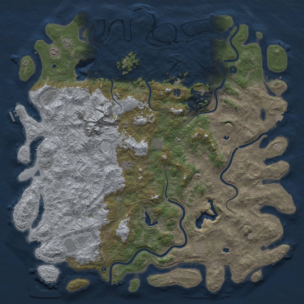 Rust Map: Procedural Map, Size: 6000, Seed: 6918, 17 Monuments