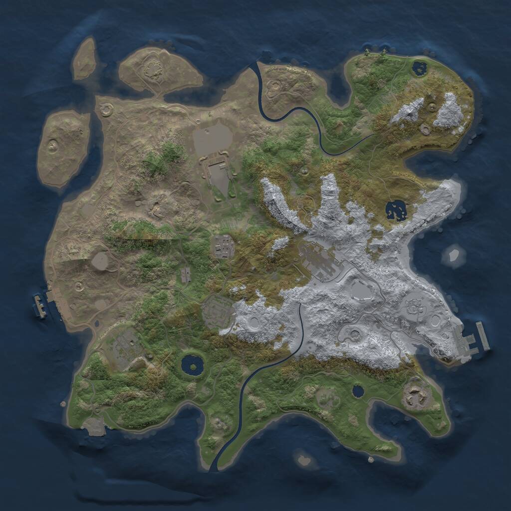 Rust Map: Procedural Map, Size: 3500, Seed: 814851656, 13 Monuments