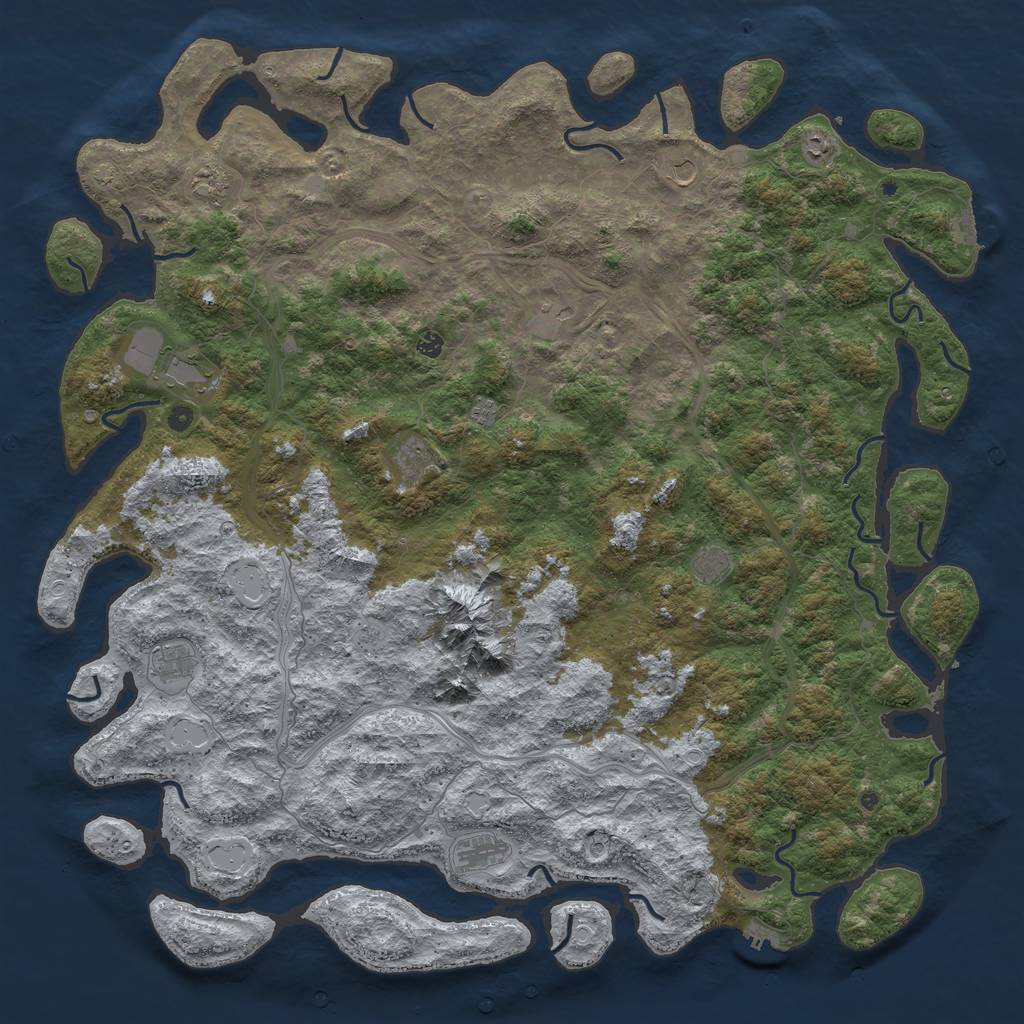 Rust Map: Procedural Map, Size: 6000, Seed: 65114, 19 Monuments