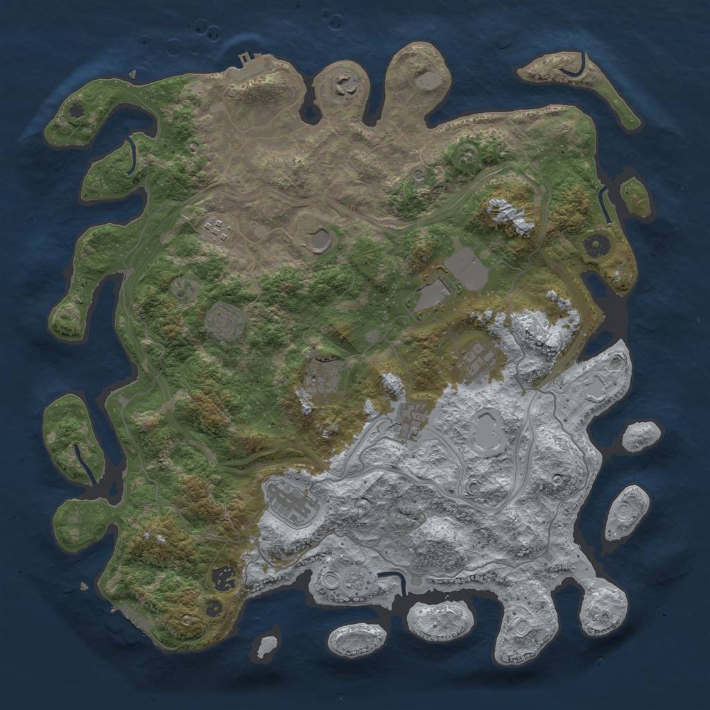 Rust Map: Procedural Map, Size: 4250, Seed: 1869295035, 19 Monuments
