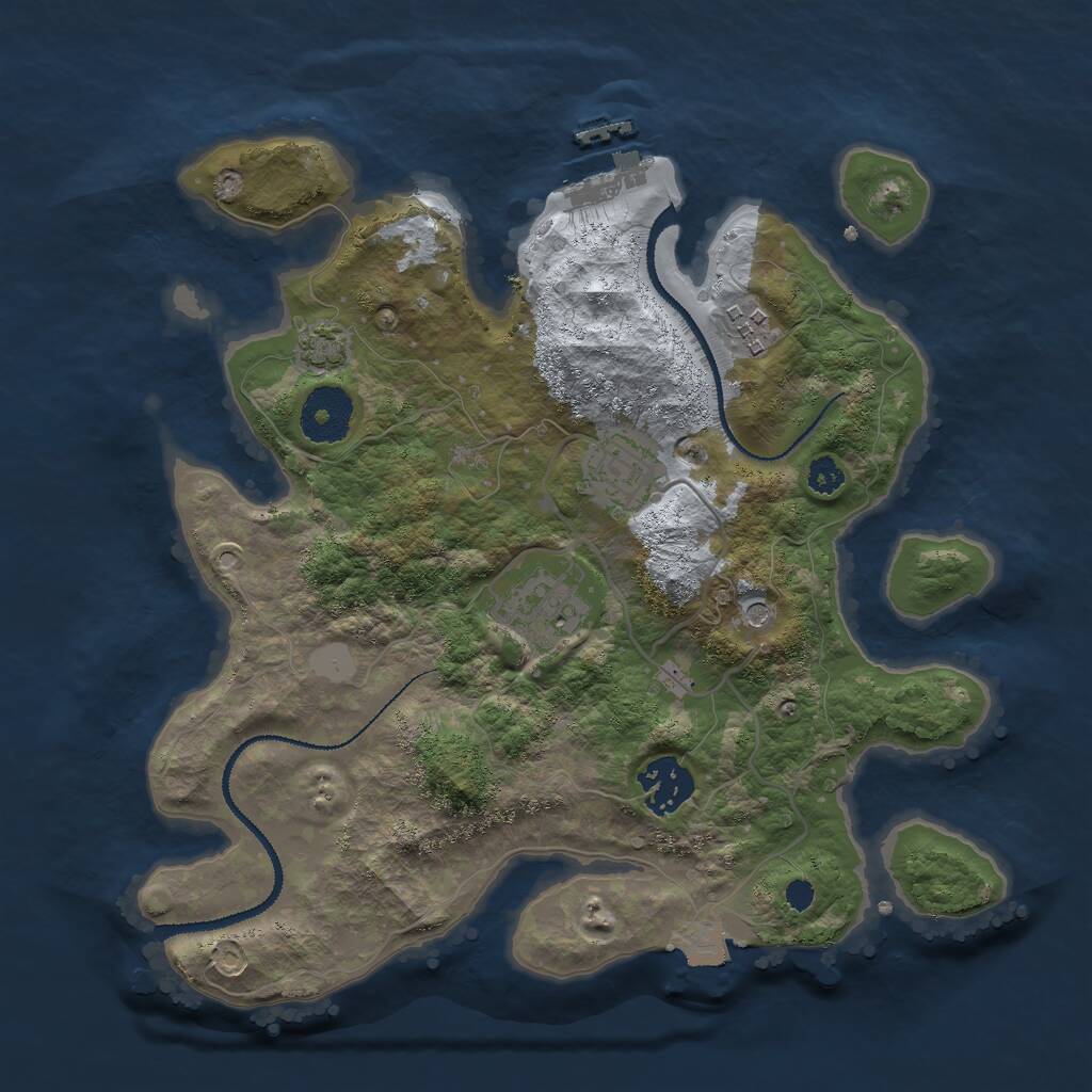 Rust Map: Procedural Map, Size: 3000, Seed: 421547632, 8 Monuments