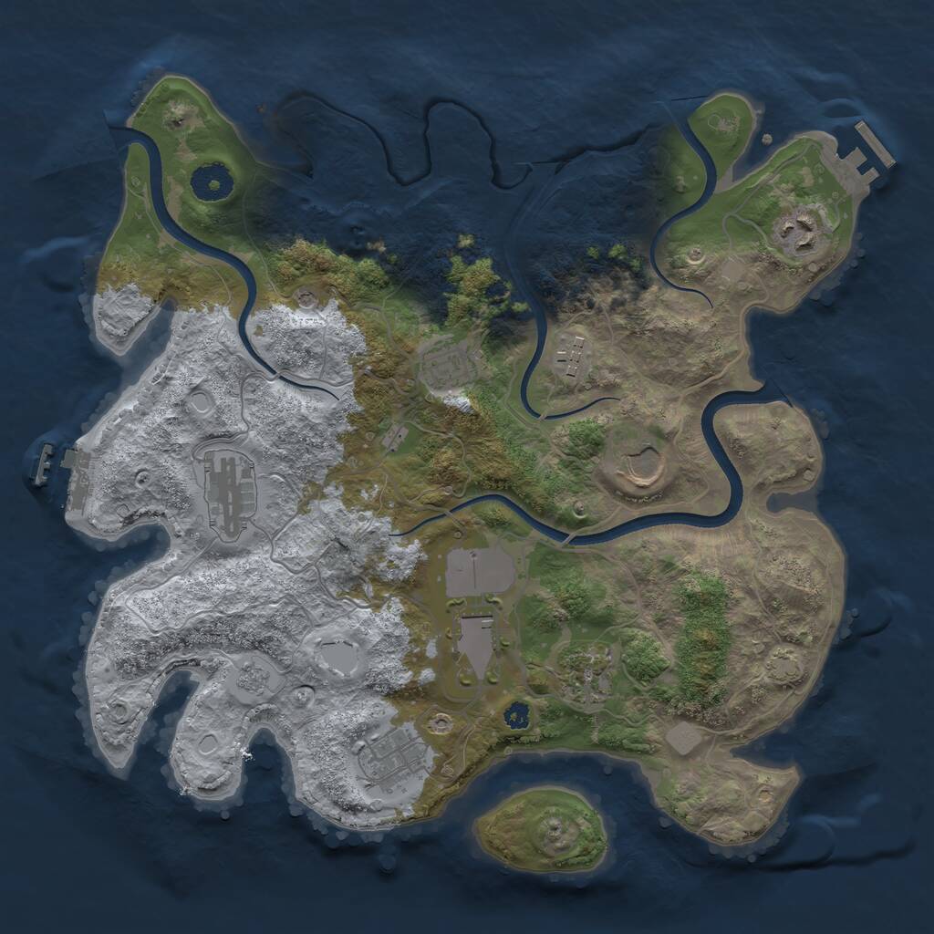 Rust Map: Procedural Map, Size: 3500, Seed: 32501652, 14 Monuments