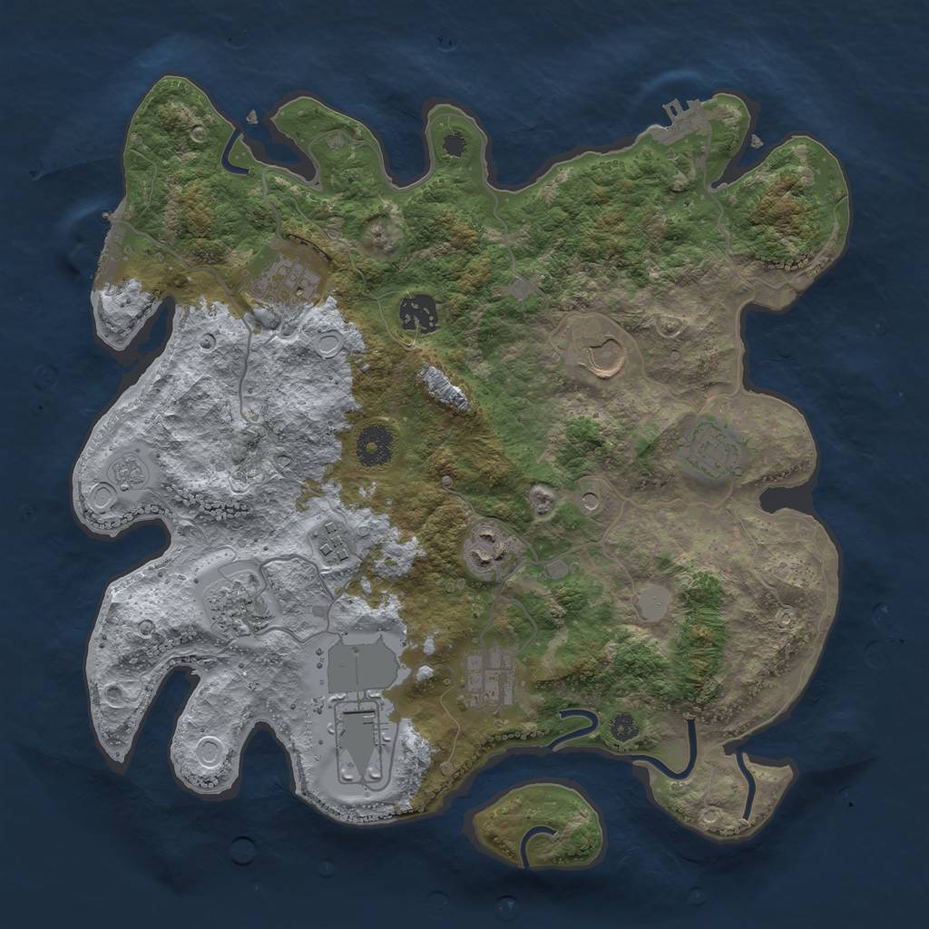 Rust Map: Procedural Map, Size: 3500, Seed: 32501652, 18 Monuments