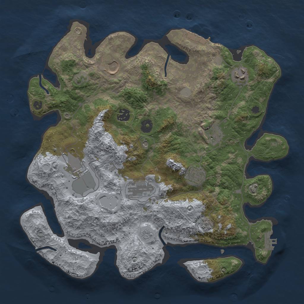 Rust Map: Procedural Map, Size: 3500, Seed: 1696455655, 17 Monuments
