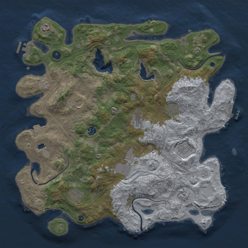 Rust Map: Procedural Map, Size: 4250, Seed: 1944369386, 16 Monuments