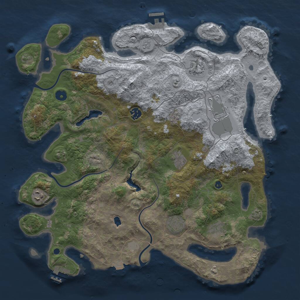 Rust Map: Procedural Map, Size: 4050, Seed: 1587766186, 14 Monuments