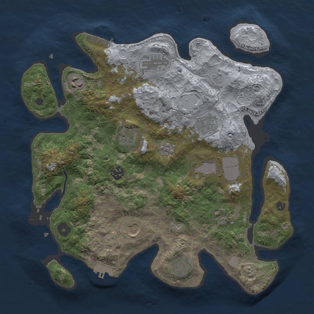 Rust Map: Procedural Map, Size: 3500, Seed: 1973679607, 19 Monuments