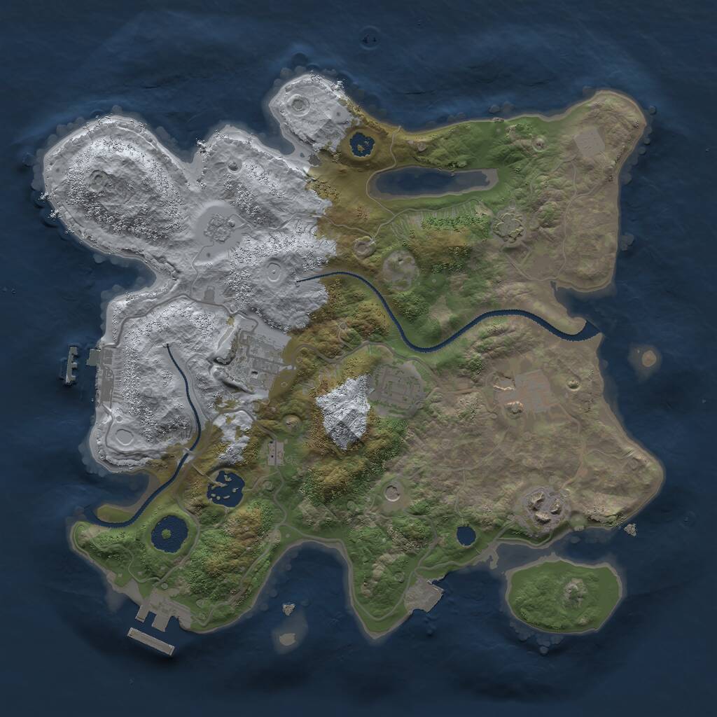 Rust Map: Procedural Map, Size: 3000, Seed: 2096480356, 11 Monuments