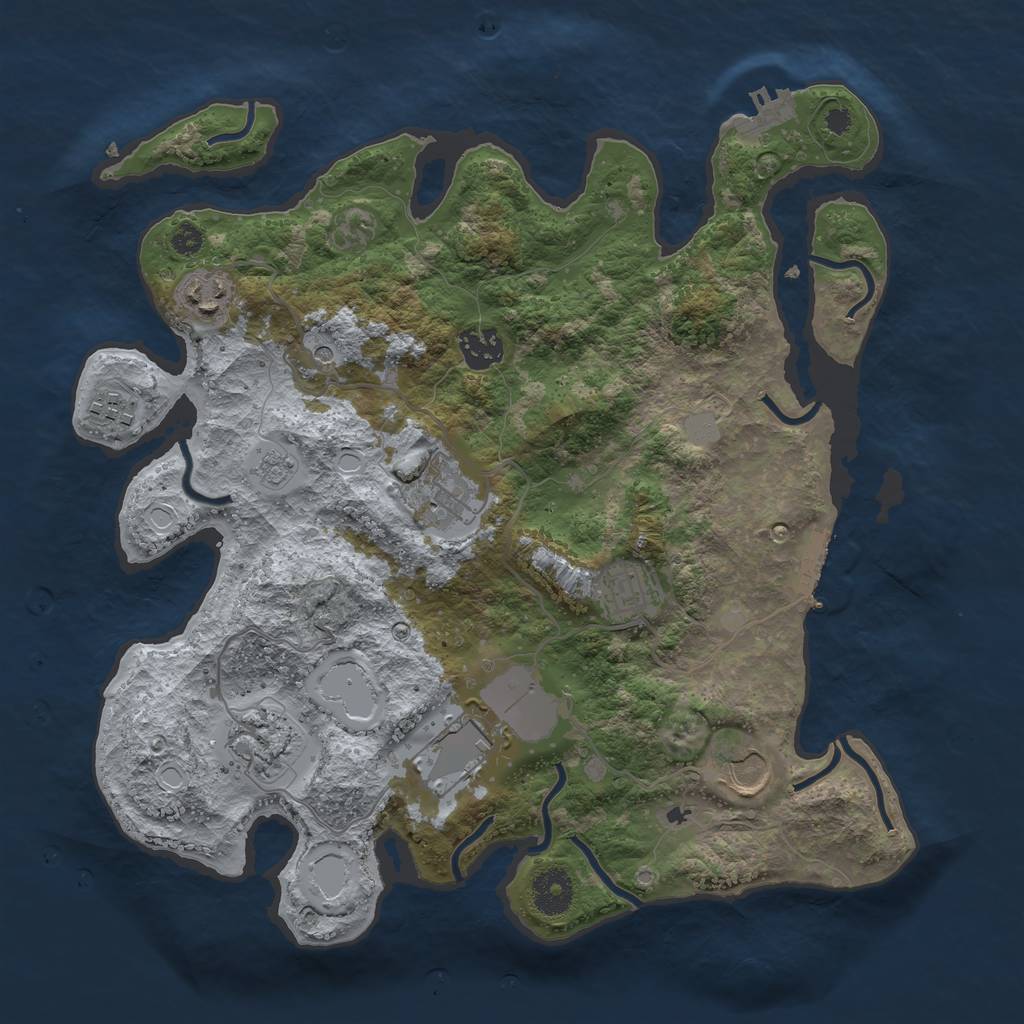 Rust Map: Procedural Map, Size: 3500, Seed: 16876, 15 Monuments