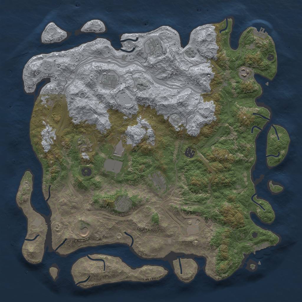 Rust Map: Procedural Map, Size: 4500, Seed: 678807429, 20 Monuments