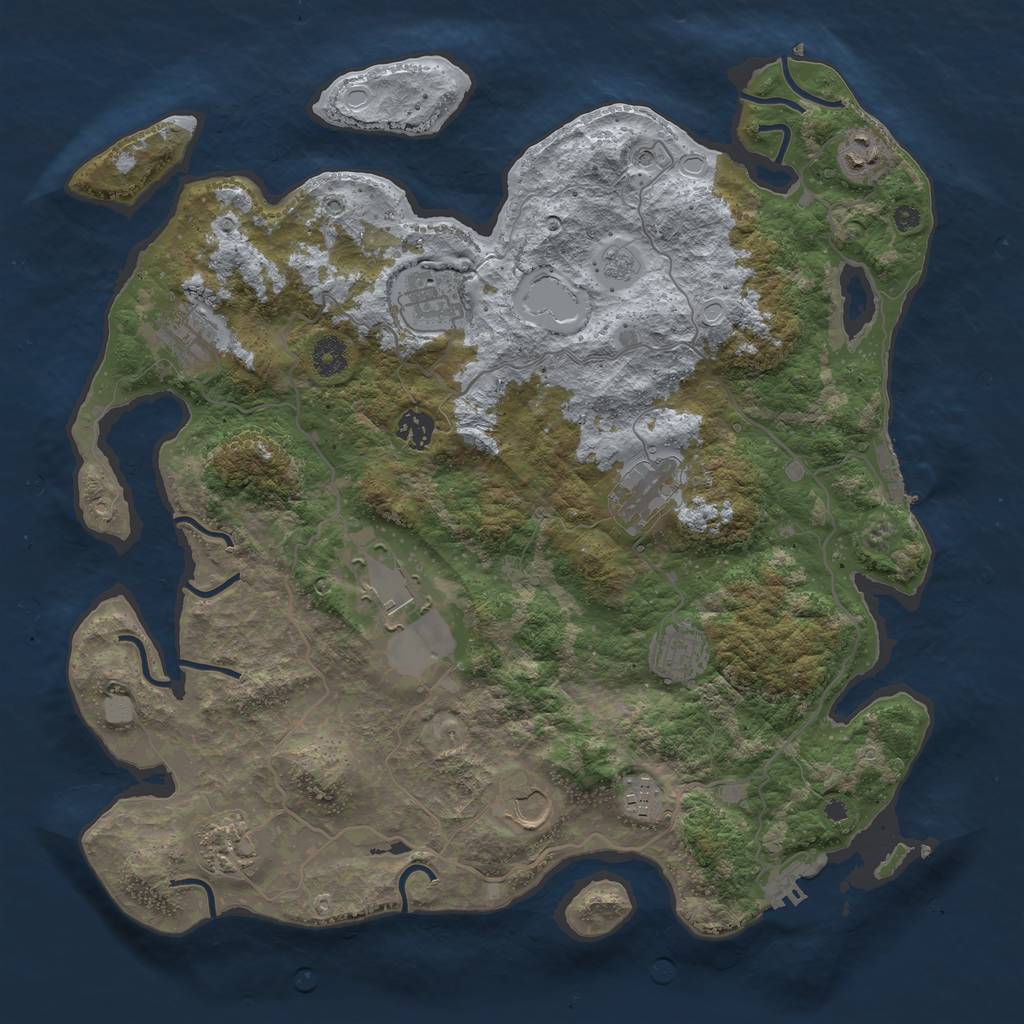 Rust Map: Procedural Map, Size: 4000, Seed: 23874953, 17 Monuments