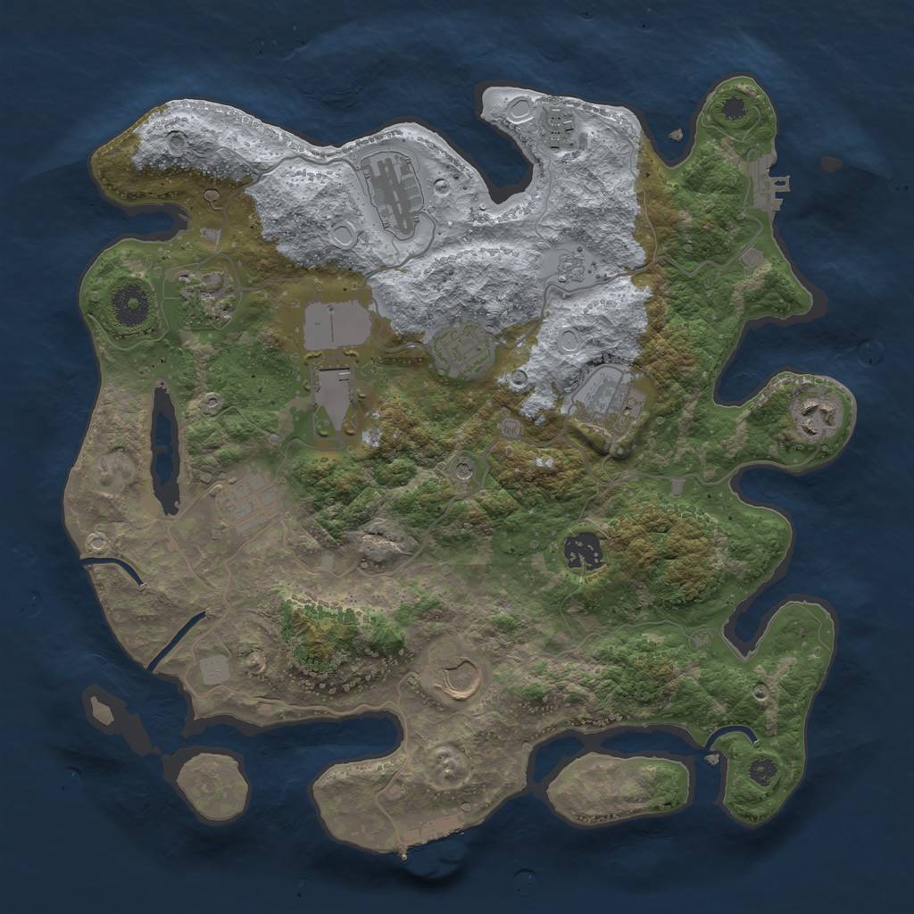 Rust Map: Procedural Map, Size: 3500, Seed: 291292, 17 Monuments