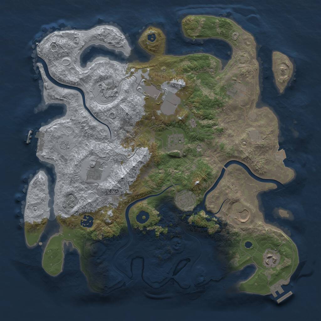 Rust Map: Procedural Map, Size: 3750, Seed: 87048, 16 Monuments