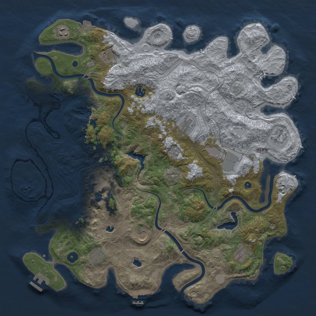 Rust Map: Procedural Map, Size: 4500, Seed: 2054385578, 17 Monuments
