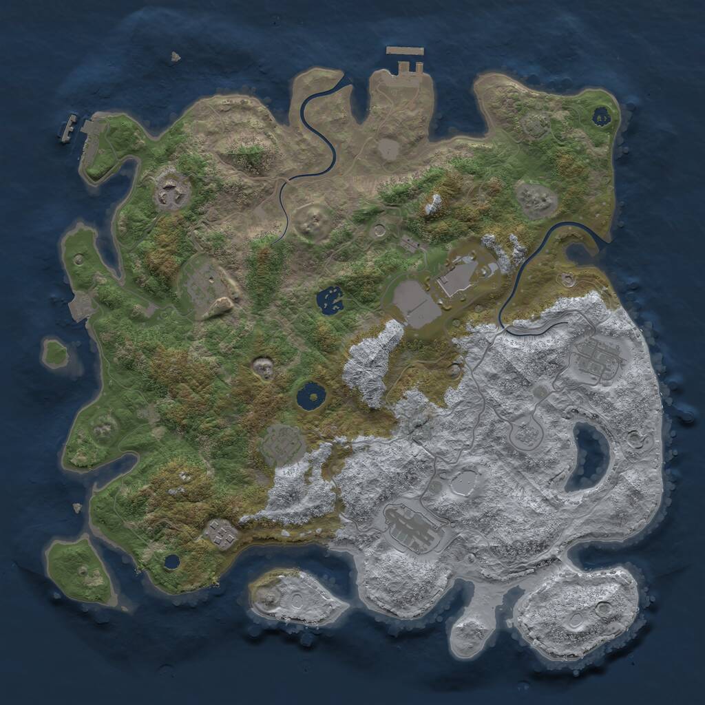 Rust Map: Procedural Map, Size: 3800, Seed: 784608489, 14 Monuments