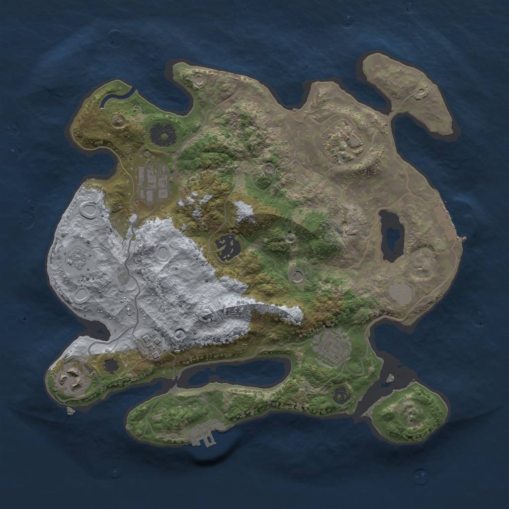 Rust Map: Procedural Map, Size: 3000, Seed: 12323445, 15 Monuments