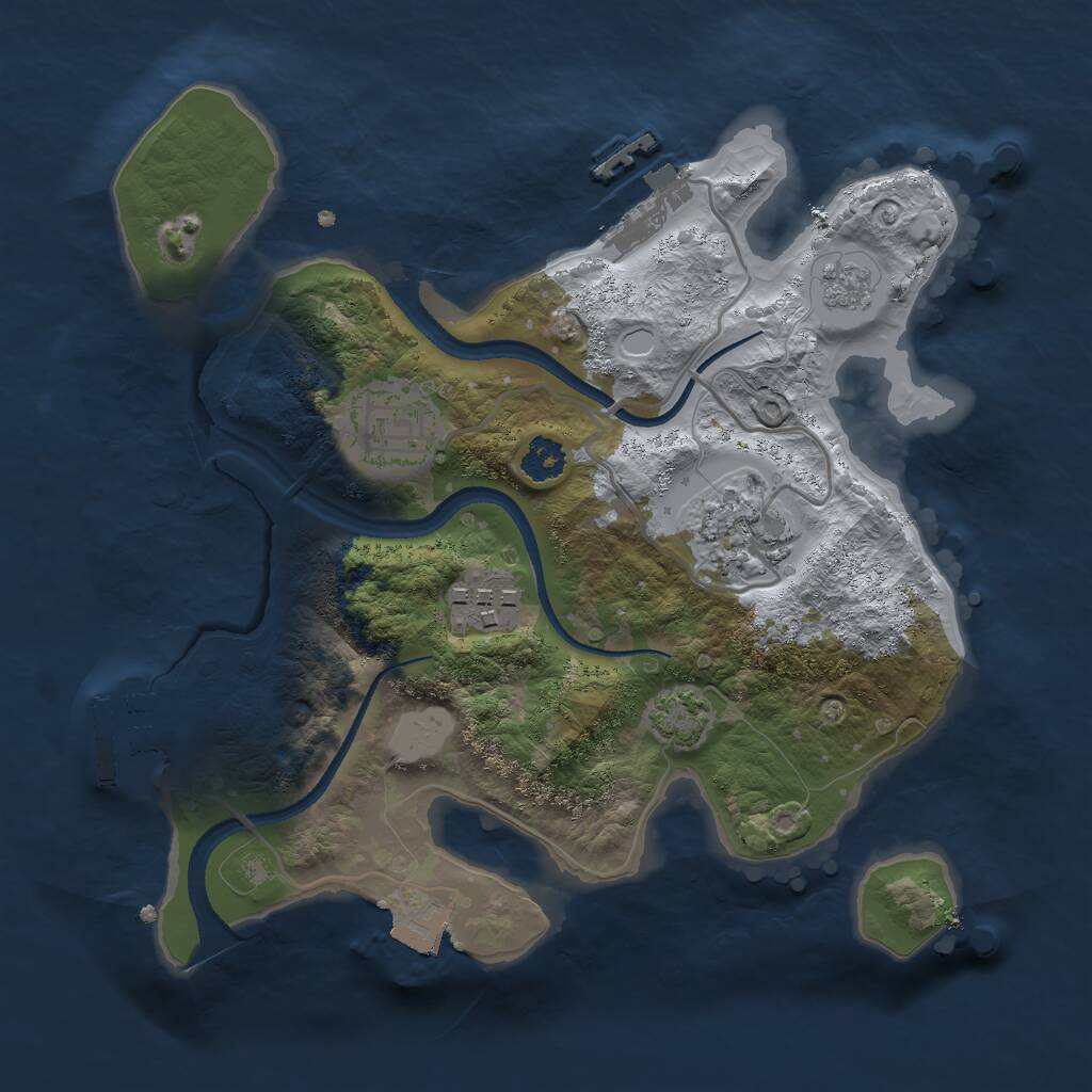 Rust Map: Procedural Map, Size: 2500, Seed: 633507950, 8 Monuments