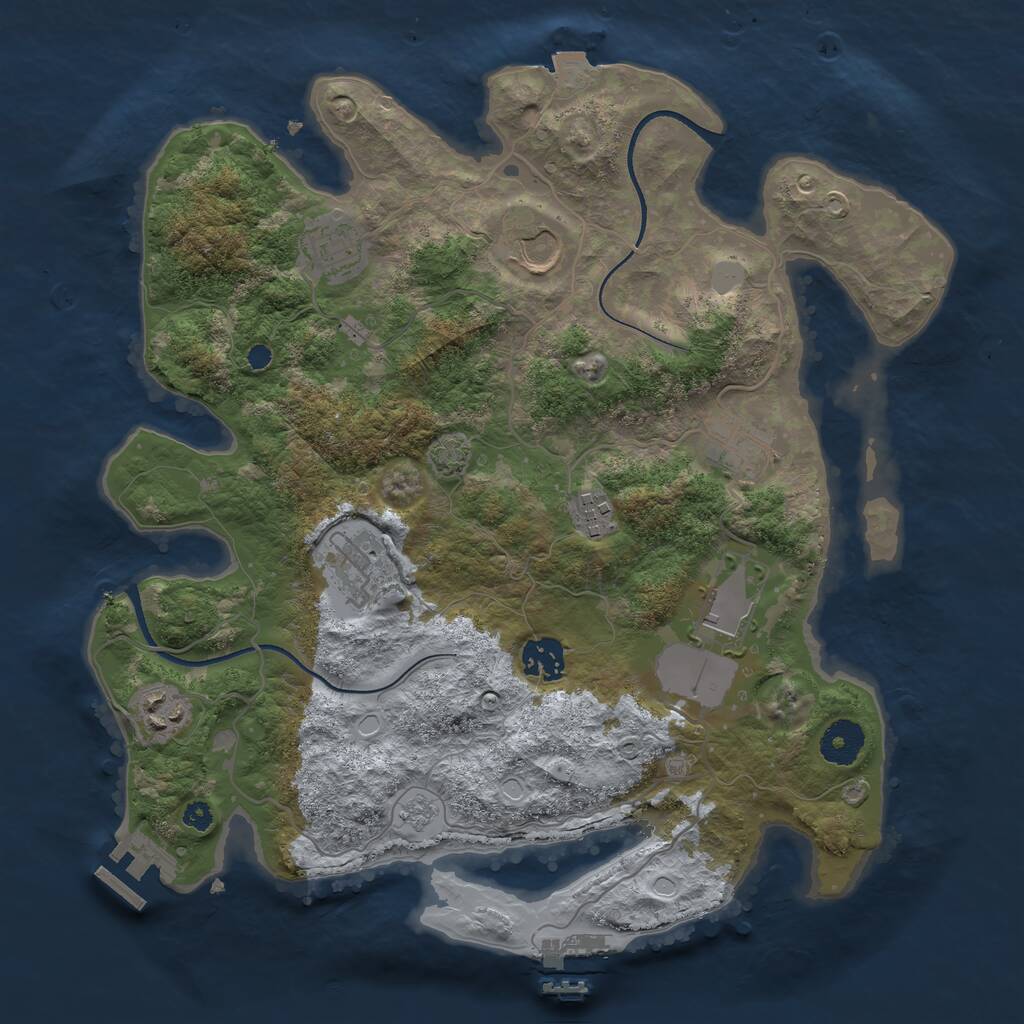 Rust Map: Procedural Map, Size: 3500, Seed: 53795, 13 Monuments
