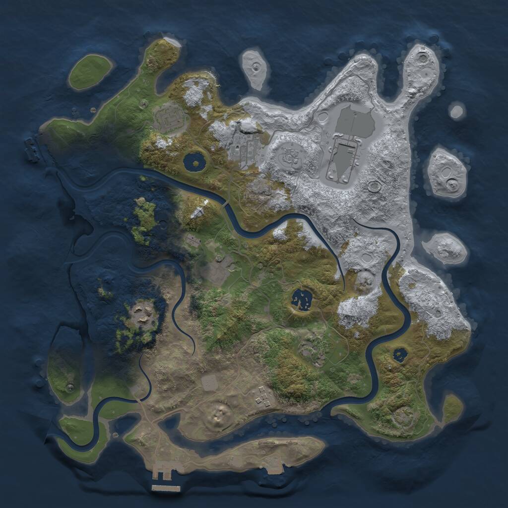 Rust Map: Procedural Map, Size: 3600, Seed: 117853279, 14 Monuments