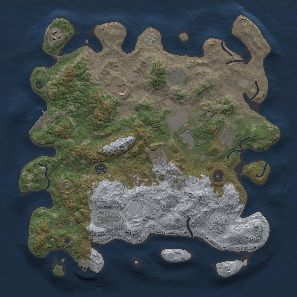 Rust Map: Procedural Map, Size: 3900, Seed: 831427, 17 Monuments