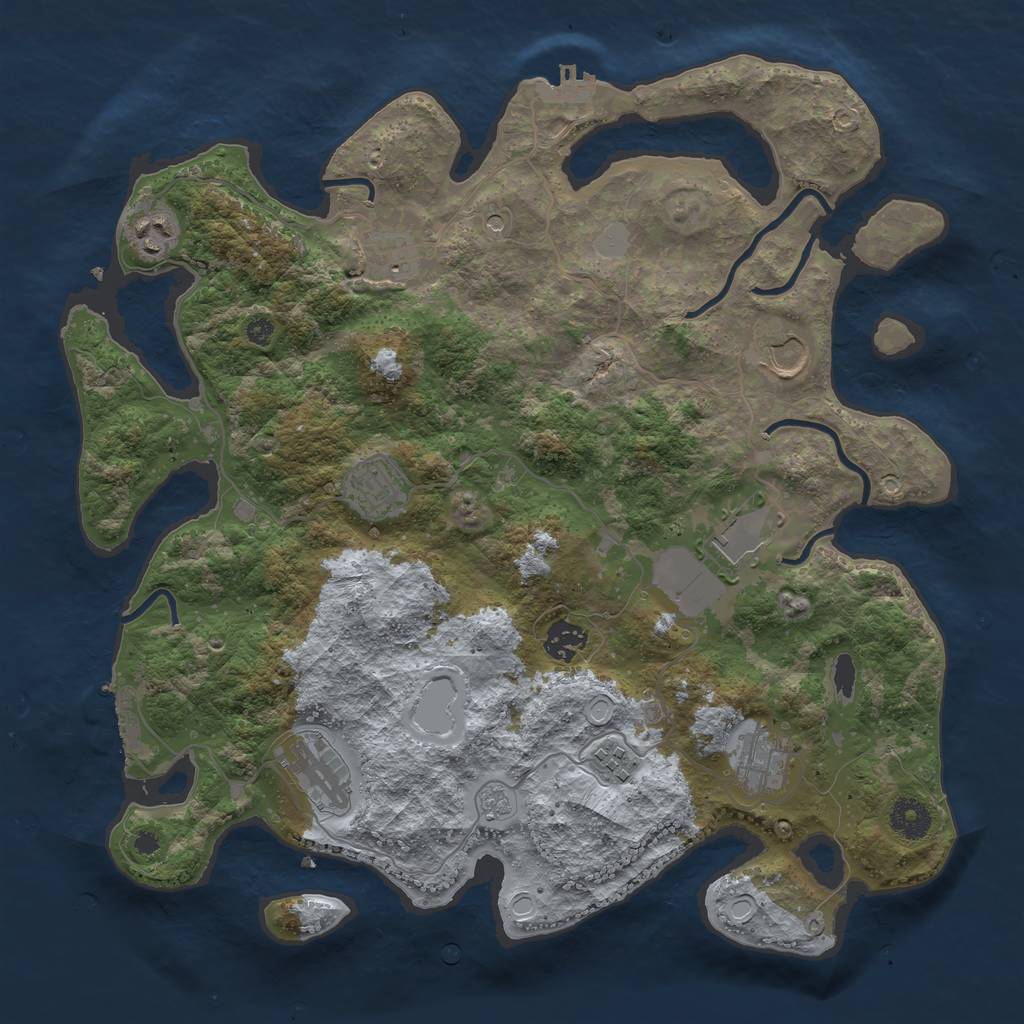 Rust Map: Procedural Map, Size: 3750, Seed: 1332386120, 18 Monuments