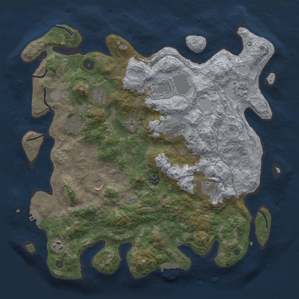 Rust Map: Procedural Map, Size: 4100, Seed: 1332386140, 19 Monuments