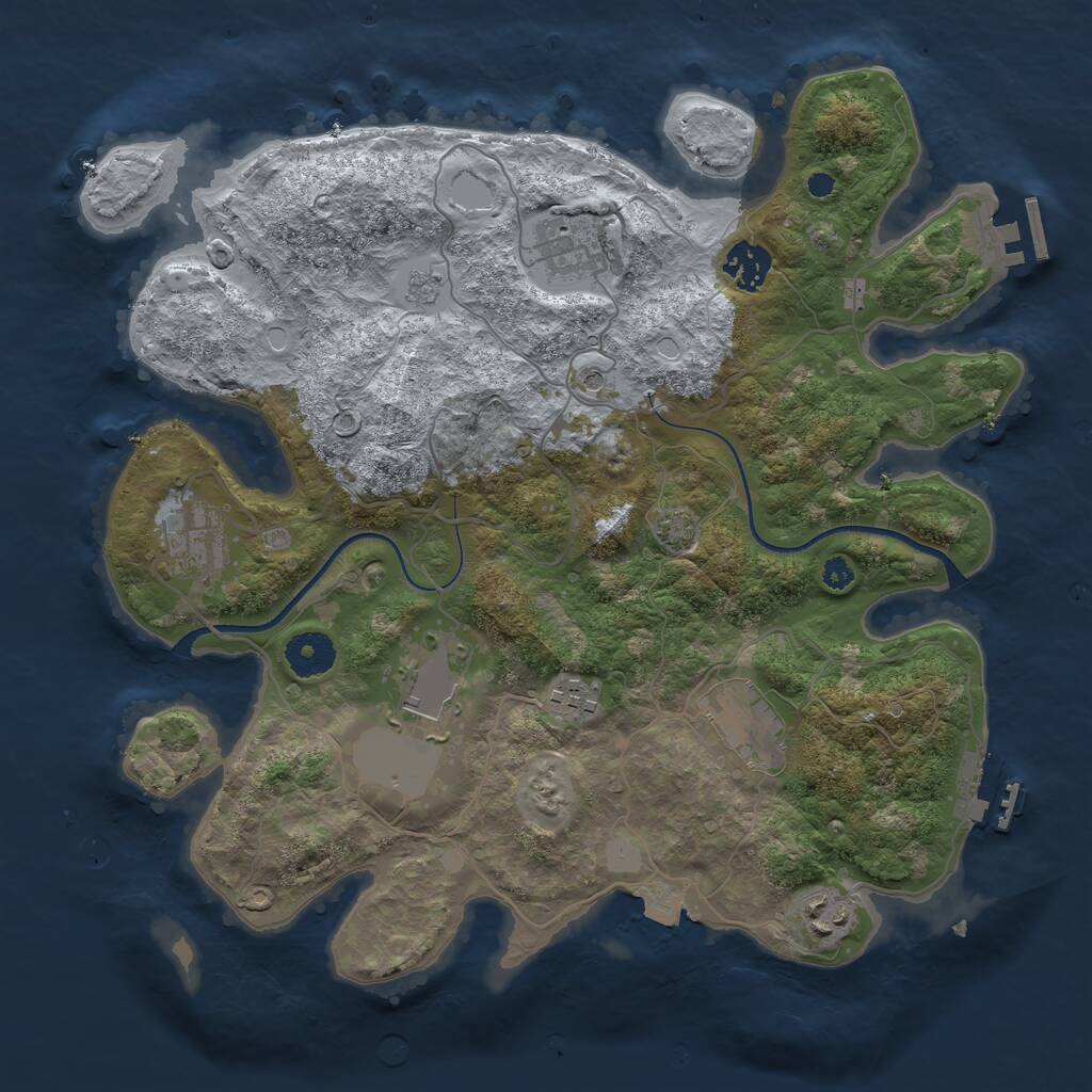 Rust Map: Procedural Map, Size: 3500, Seed: 27098554, 13 Monuments