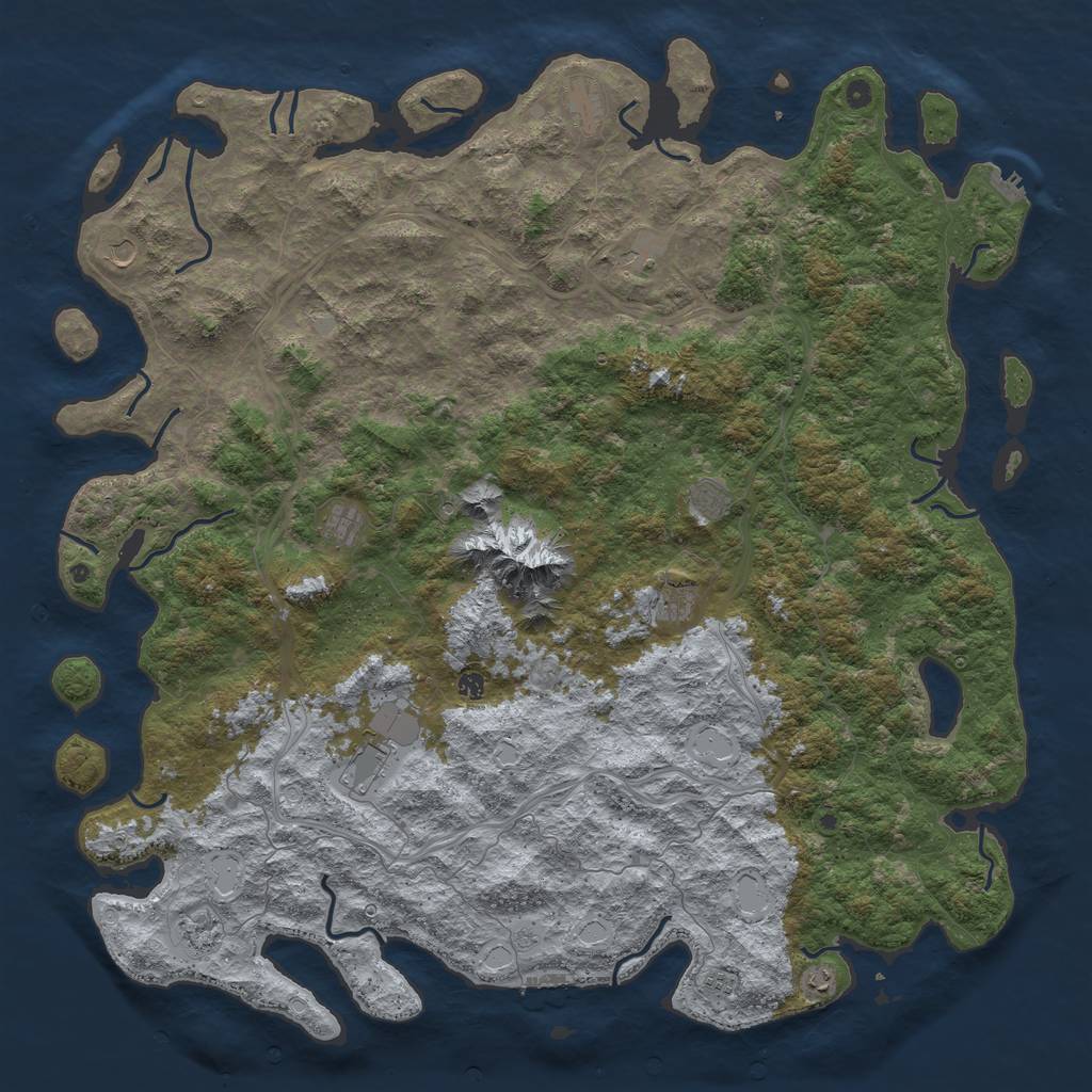 Rust Map: Procedural Map, Size: 6000, Seed: 80388247, 18 Monuments