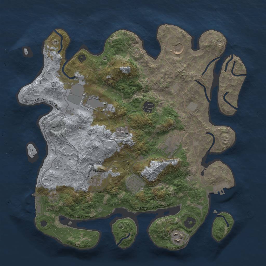 Rust Map: Procedural Map, Size: 3500, Seed: 1579309735, 17 Monuments
