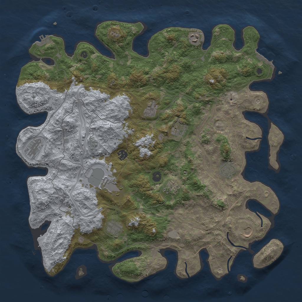 Rust Map: Procedural Map, Size: 4500, Seed: 717880607, 20 Monuments