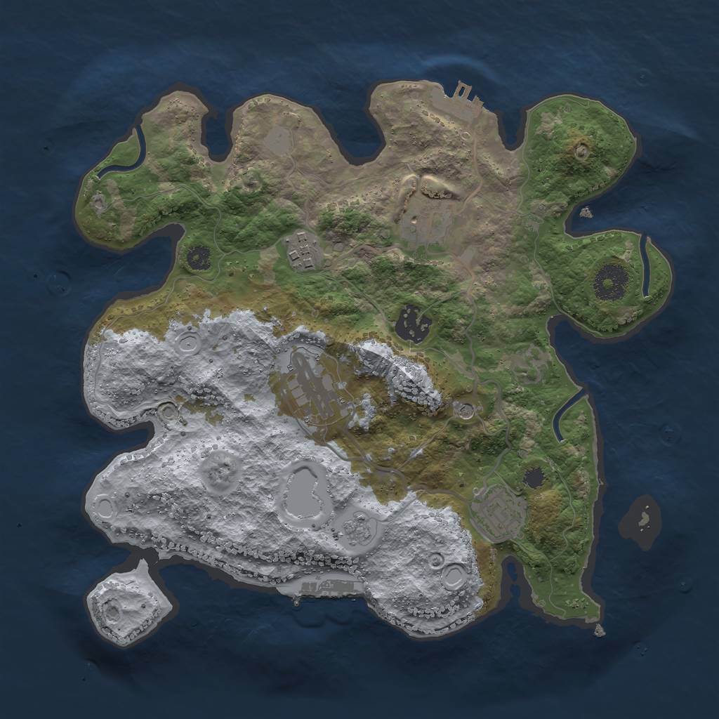 Rust Map: Procedural Map, Size: 3000, Seed: 32632, 14 Monuments
