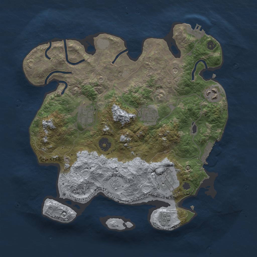 Rust Map: Procedural Map, Size: 3000, Seed: 143129245, 14 Monuments