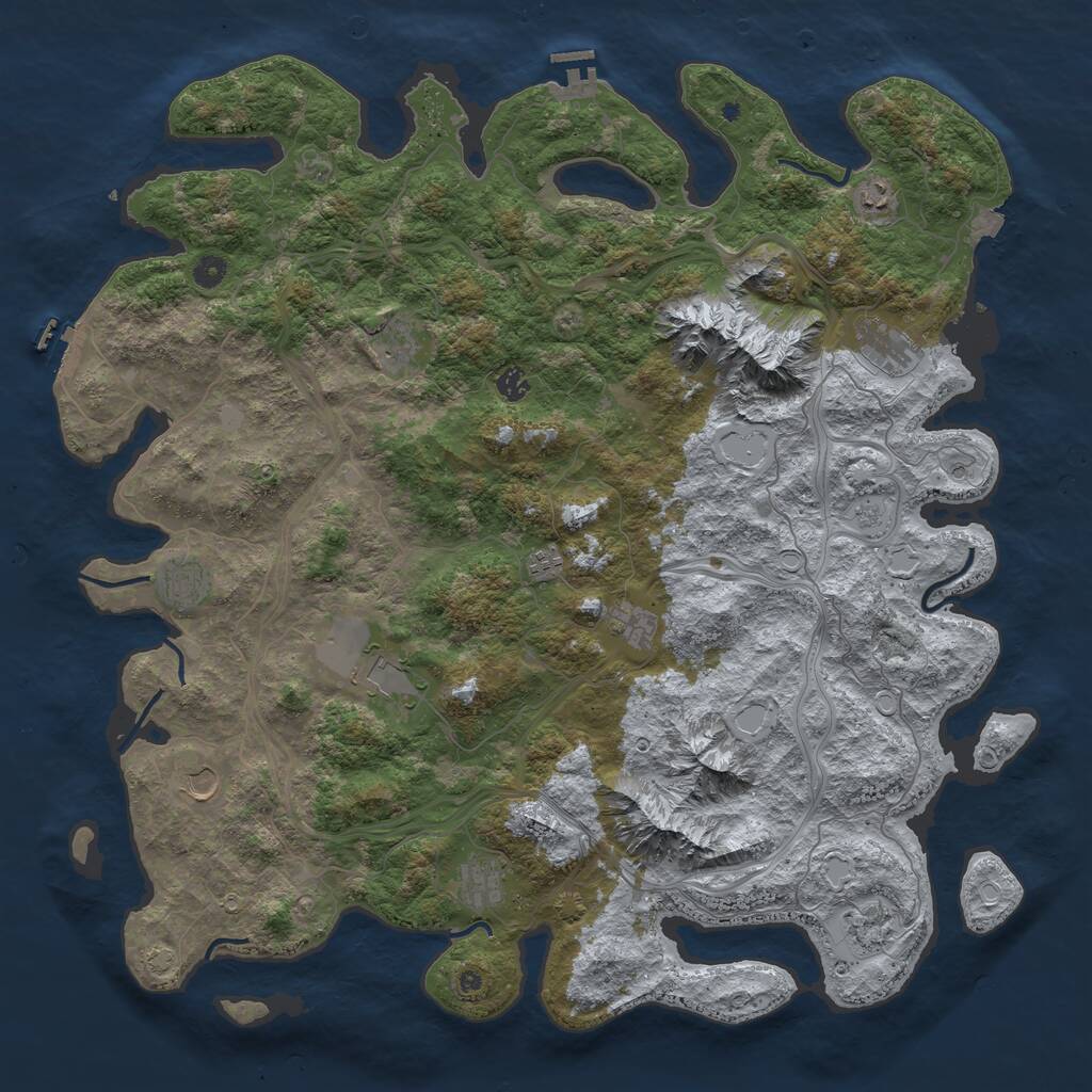 Rust Map: Procedural Map, Size: 5000, Seed: 1251978859, 17 Monuments