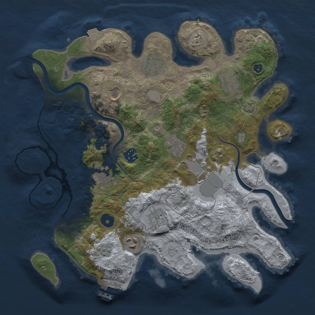 Rust Map: Procedural Map, Size: 3500, Seed: 7913353, 15 Monuments