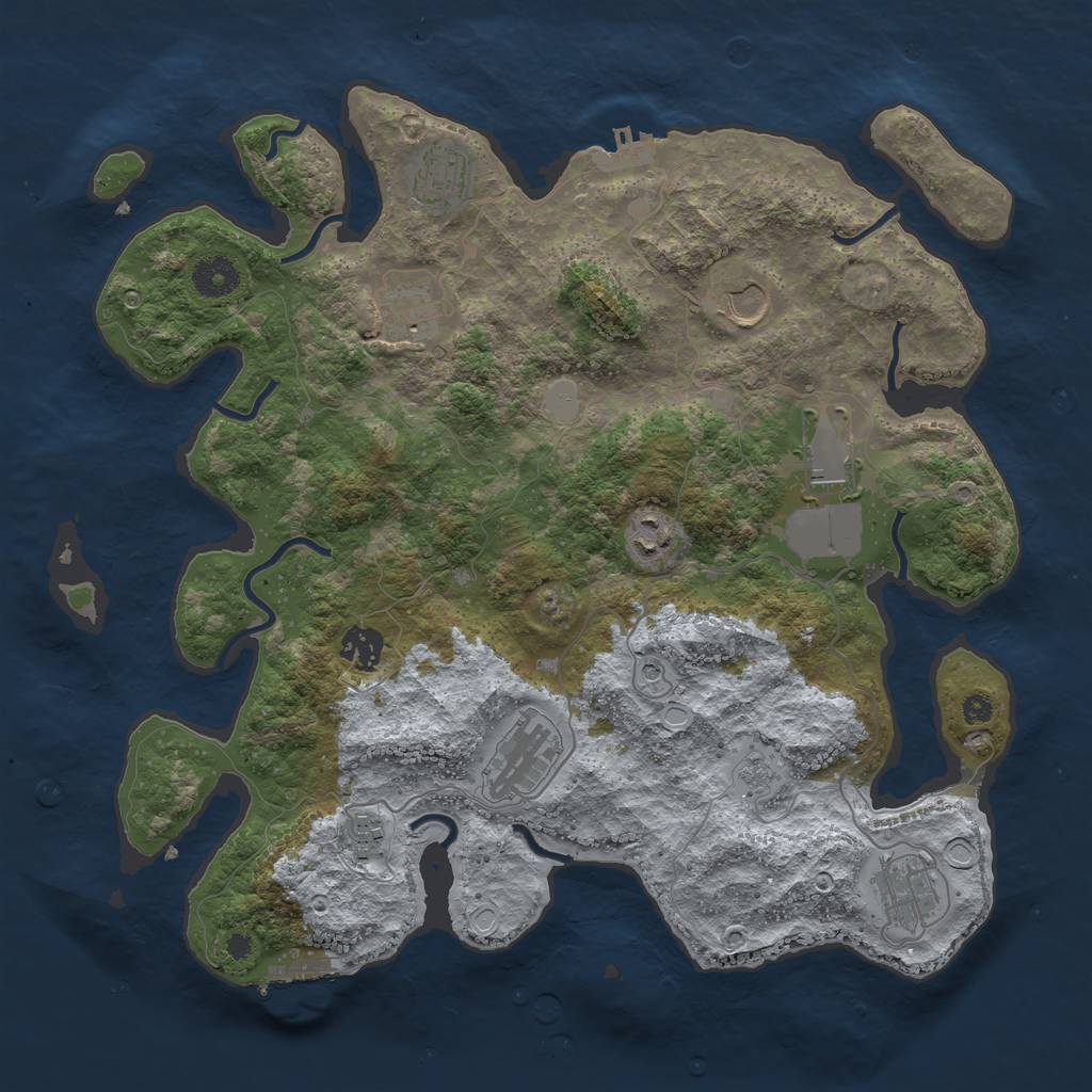 Rust Map: Procedural Map, Size: 3750, Seed: 9543151, 18 Monuments