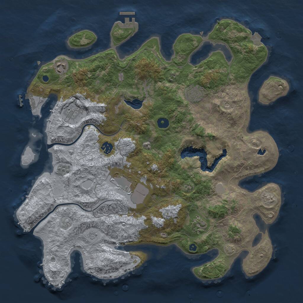 Rust Map: Procedural Map, Size: 4000, Seed: 17802, 13 Monuments
