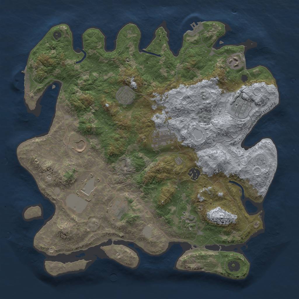 Rust Map: Procedural Map, Size: 3800, Seed: 208372, 17 Monuments