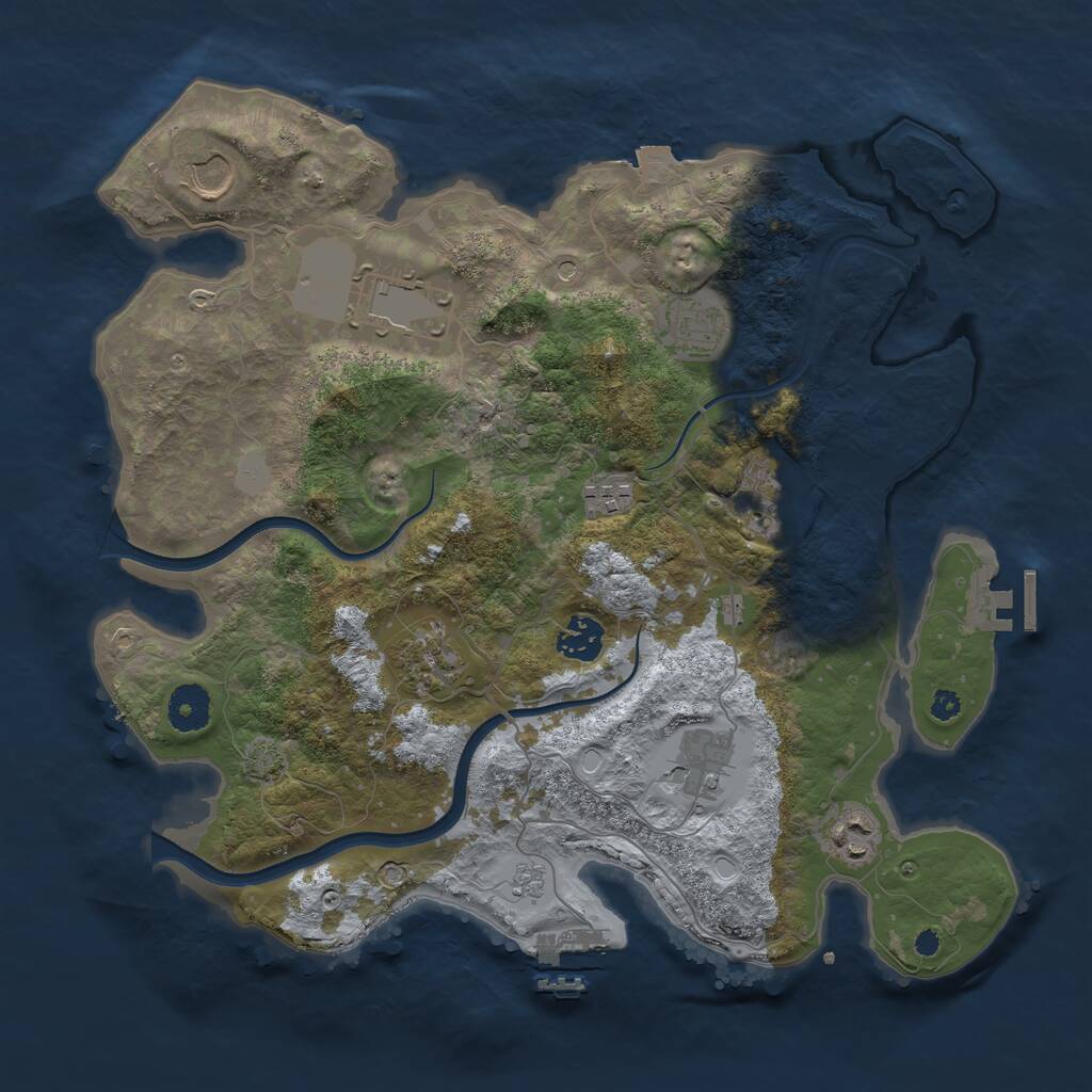 Rust Map: Procedural Map, Size: 3600, Seed: 65987473, 15 Monuments