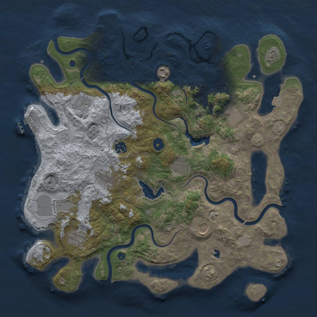 Rust Map: Procedural Map, Size: 4050, Seed: 1346341140, 16 Monuments