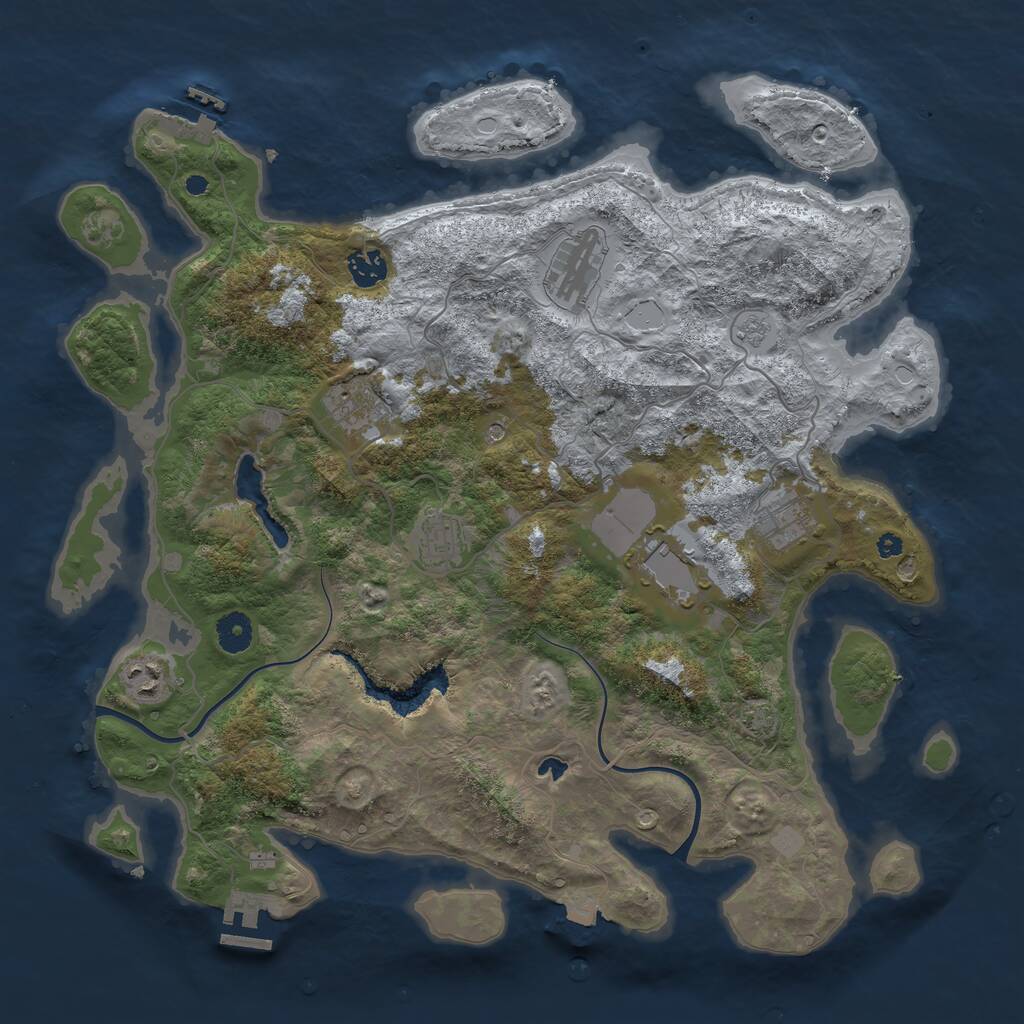 Rust Map: Procedural Map, Size: 4000, Seed: 805548535, 13 Monuments
