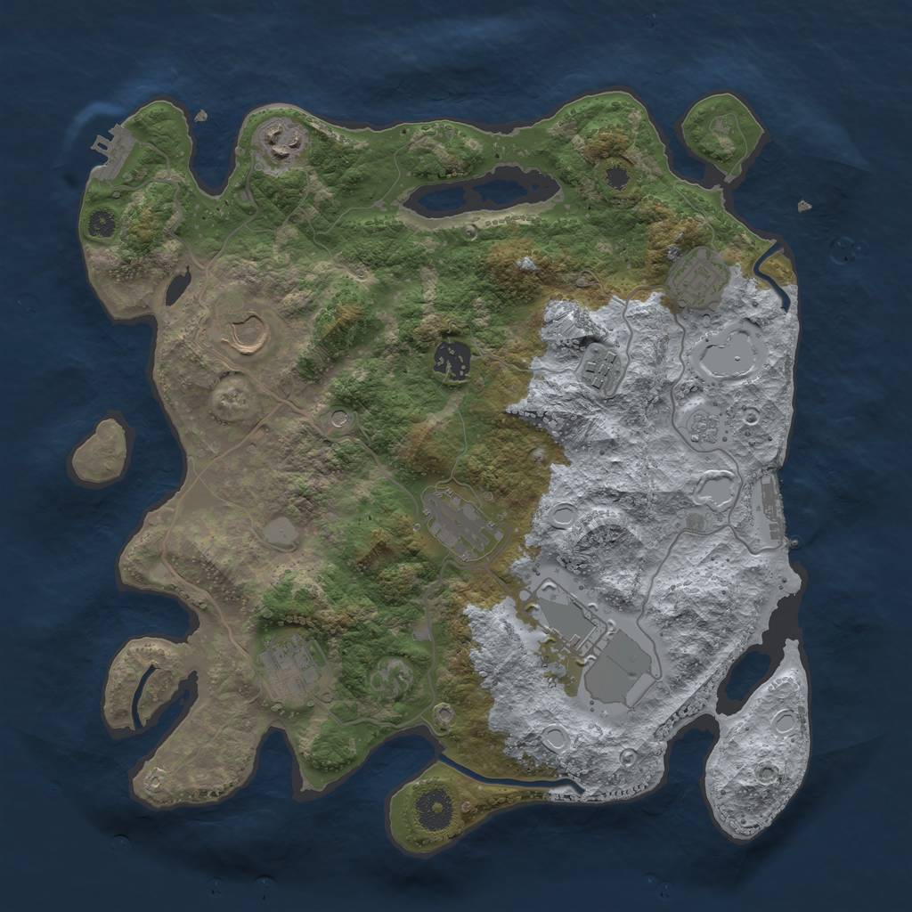 Rust Map: Procedural Map, Size: 3500, Seed: 1864542509, 17 Monuments