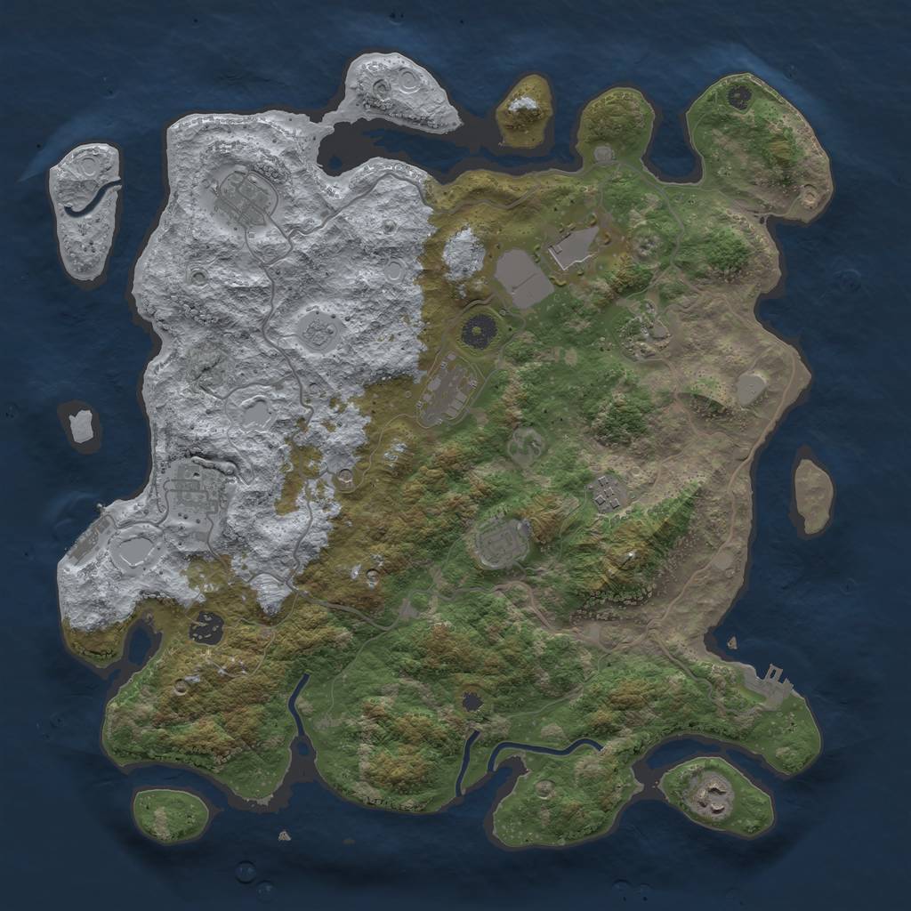 Rust Map: Procedural Map, Size: 4000, Seed: 54374, 18 Monuments